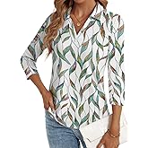 LYHIPSS 3/4 Length Sleeve Womens Tops Dressy Casual V Neck Polo Shirts Business Work Blouses 2025 Trendy Tunic Top