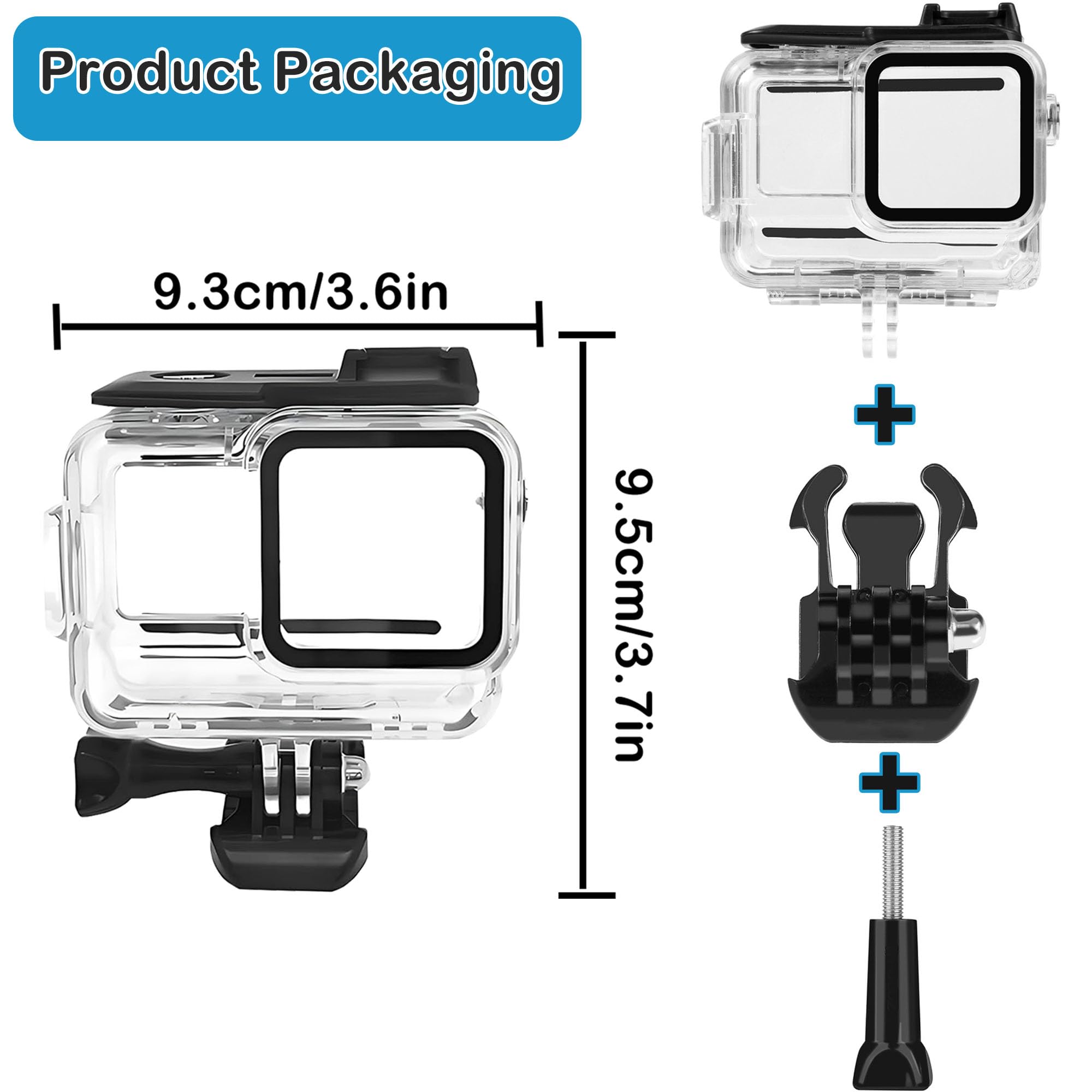PCTC 60M(197ft) Waterproof Case for Insta360 Ace Pro, Accessories for Insta 360 Ace Pro Waterproof Case,Protective Underwater Dive Housing Shell with Bracket Accessories