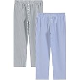 Latuza Women's 2 Pack Cotton Pajama Pants Seersucker Lounge Pants with Pockets