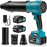 Billty Cordless Leaf Blower, Premium Handheld Leaf Blower + 3 Nozzles and 2 Batteries with Level Indicator, Stepless Speed Control, Blowers for Lawn Care, Patio Cleaning and Dust