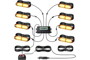 EYPINS LED Emergency Strobe Lights - 8×12LED Surface Mount Strobe Light Kit, Amber Warning Flashing Strobe Lights for Truck C