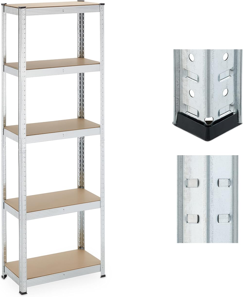Relaxdays Heavy Duty 5 Level Shelving 180x60x30cm 500kg Garage Storage Metal MDF
