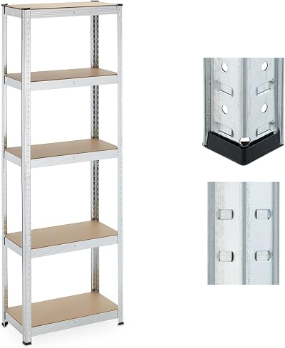 Relaxdays Heavy Duty 5 Level Shelving 180x60x30cm 500kg Garage Storage Metal MDF