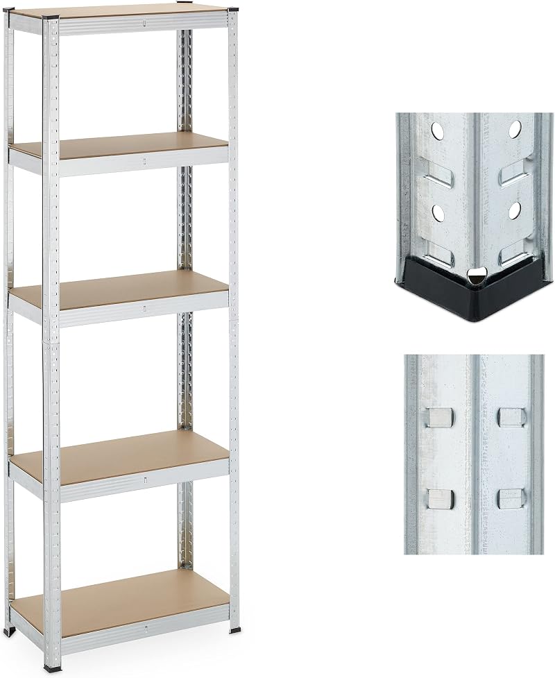 Relaxdays Heavy Duty 5 Level Shelving 180x60x30cm 500kg Garage Storage Metal MDF