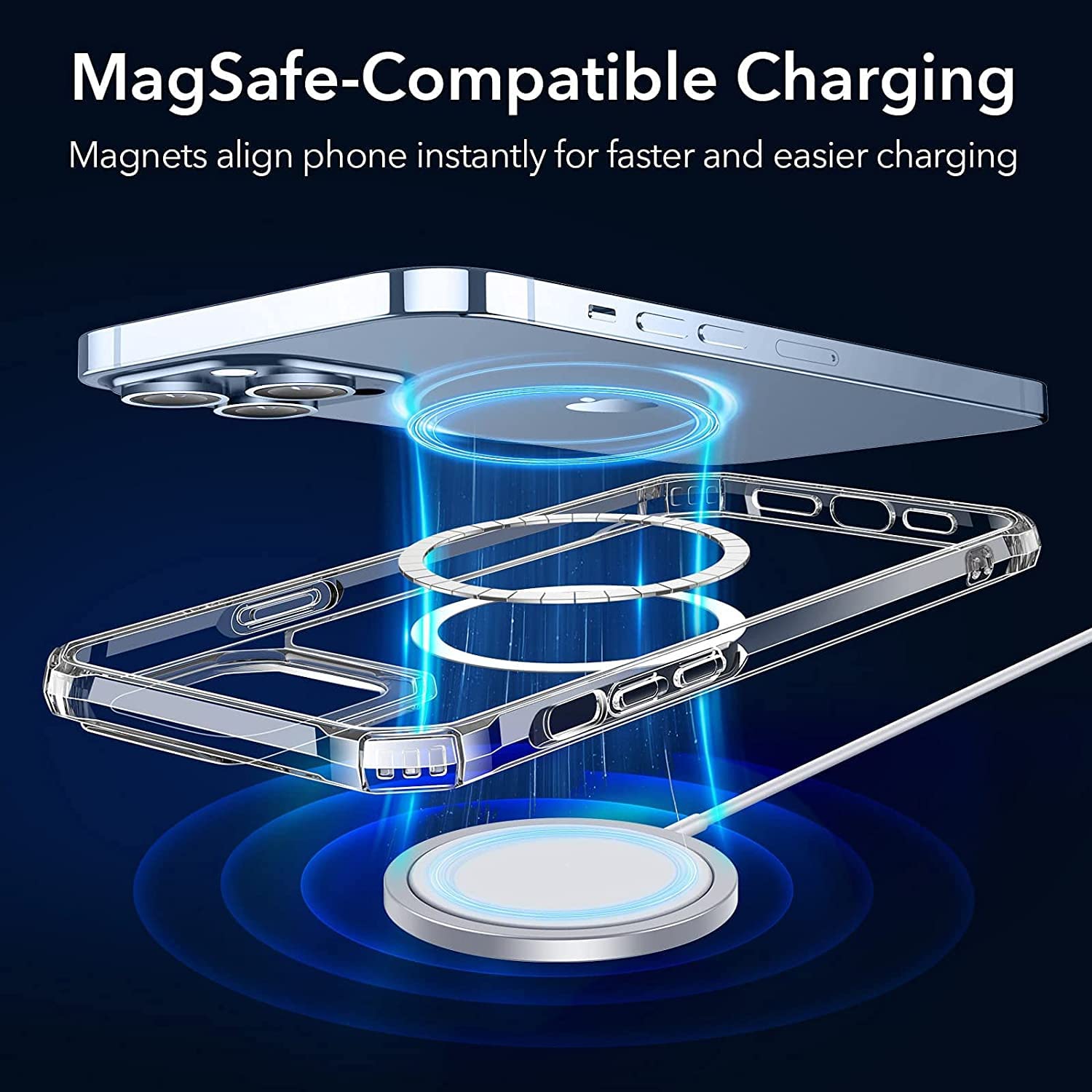 ESR Air Armor Magnetic Case with HaloLock for iPhone 13 Pro | Compatible with MagSafe | Military-Grade Protection | Yellowing-Resistant Hard Back | Shock-Absorbing Corners | Clear