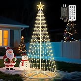 6ft 250 LED Lighted Christmas Cone Tree with Star Topper, LED Christmas Tree Light Show with 12 Modes Remote Control, Artificial Xmas Tree Lights for Indoor Outdoor Yard Patio Decorations, Warm White