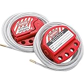 WUWEOT 2 Pack Lockout Tagout Cable Lock, 10ft Adjustable Loto Steel Cable, 4 Key Hole Lockout Tag Out Cable Lock with Vinyl Coated for Out of Service, Repair Management, OSHA Compliant