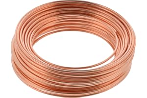 Hillman Bare Copper Wire Rope 18 Gauge Polished Hobby Cable Wire, 25', Corrosion Resistant, Holds 14 lbs, Ideal for Crafts & DIY, Copper | 35263