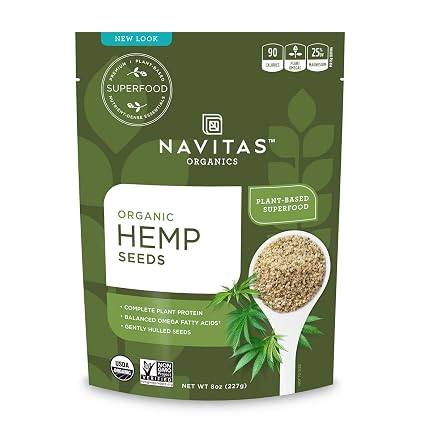 Navitas Organics Hemp Seeds, 8 oz. Bag Organic, Non-GMO, Low Temp-Hulled, Gluten-Free
