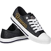 FOCO Womens NFL Team Logo Ladies Fashion Color Glitter Low Top Canvas Sneakers Shoes