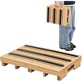 Fiwochic Wooden Step Stool 3 Inch One-Step Non-Slip Outdoor Platform Heavy Duty Portable Half-Step Ideal for Seniors with Knee Issues, Safe Step Stool for Outdoor Bathroom Kitchen Bed