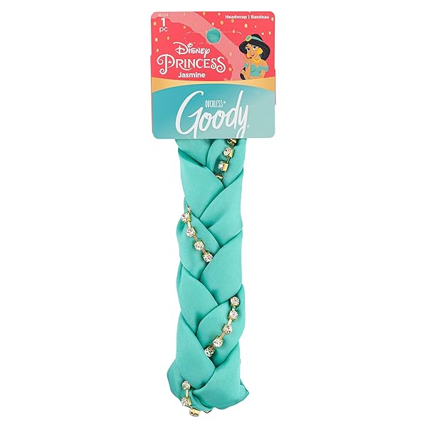 GOODY OUCHLESS BRAIDED HEADBAND FOR ALL HAIR TYPES – DISNEY PRINCESS, JASMINE – COMFORT FIT FOR ALL-DAY WEAR – BEAUTIFUL DESIGN FOR INSTANT STYLE – PAIN-FREE ACCESSORIES FOR WOMEN, MEN, BOYS & GIRLS