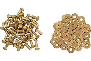 Lord of Battles Mushroom Head Rivets - Heavy Duty Solid Rivets Perfect for Wood, Metal, Leather & DIY Projects, Plate Armour or Helmets Repair (Solid Brass - Set of 50, 13mm)