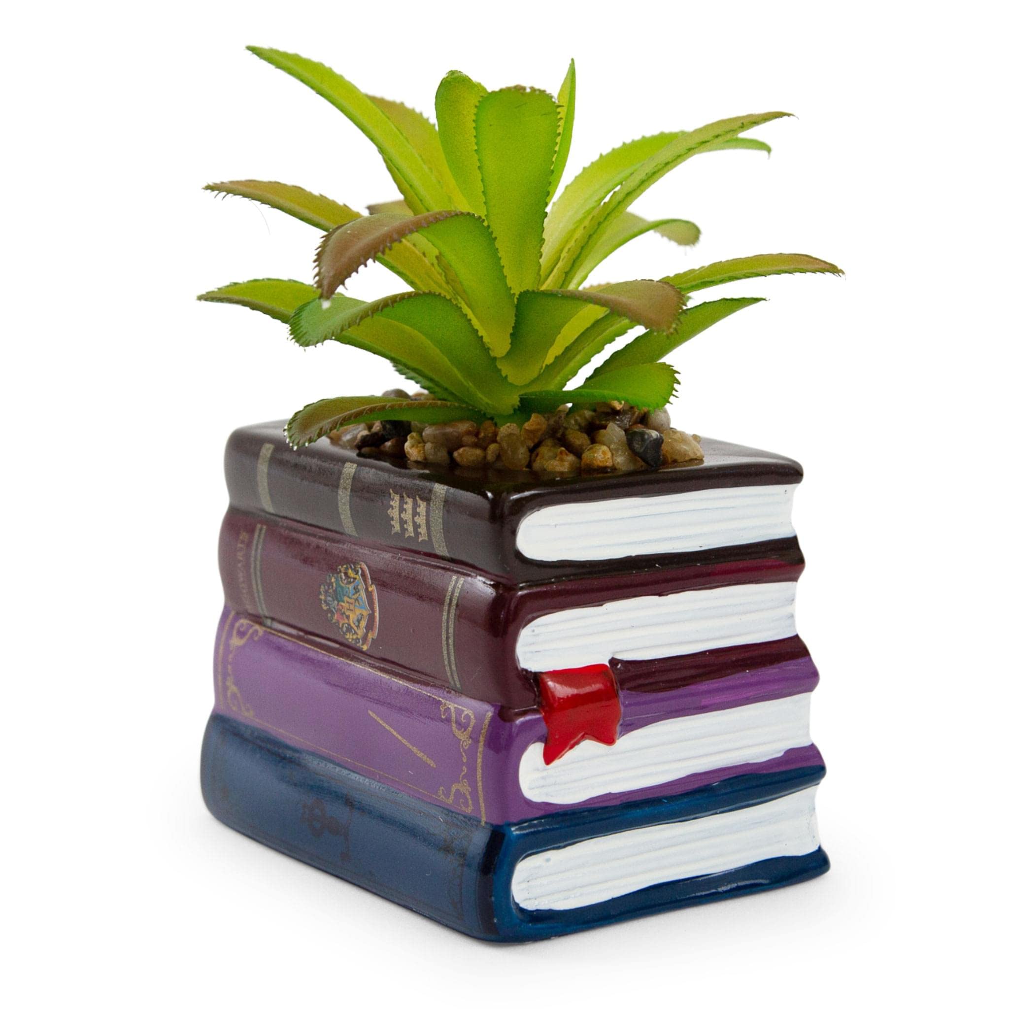 Silver Buffalo Harry Potter Book Stack 3-Inch Ceramic Planter With Artificial Succulent
