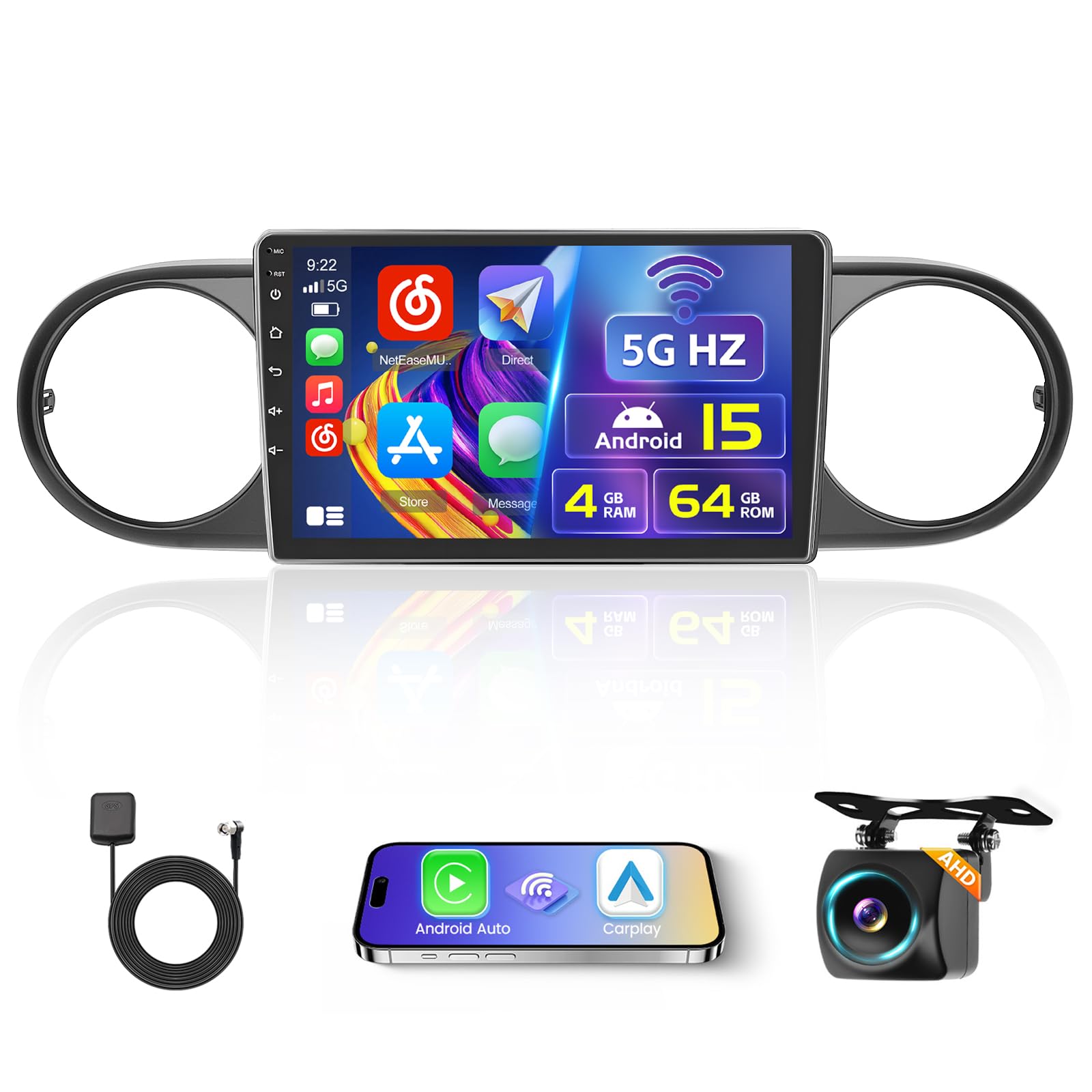 Photo 1 of [4+64G] Hikity Android 15 Car Stereo for Toyota Scion xB 2007-2019 with Wireless Carplay Android Auto, 9'' IPS Touch Screen Radio Bluetooth Mirror Link GPS WiFi SWC AI DSP/FM/RDS/32EQ Backup Cam+Mic