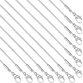 12 Pack Snake Chains Necklace Bulk Adjustable Stainless Steel Necklace Chain for DIY Jewelry Making