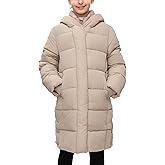 Rokka&Rolla Girls' Knee-Length Water-Resistant Long Puffer Jacket Winter Coat with Soft Mini Fur Lined Hood