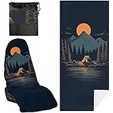 2 Pack Car Towel Seat Covers with Storage Bag, Multifunctional Towel for Gym Outdoor Sport, Picnic, Beach, Pet Dog Travel,Non-Slip Washable Car Seat Protector (Camping)