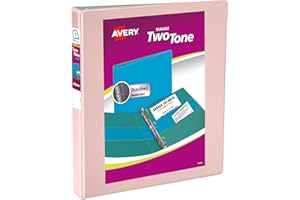 Avery Two-Tone Durable View 3 Ring Binder, 1 Inch Slant Rings, Blush/Sage Binder (17233)