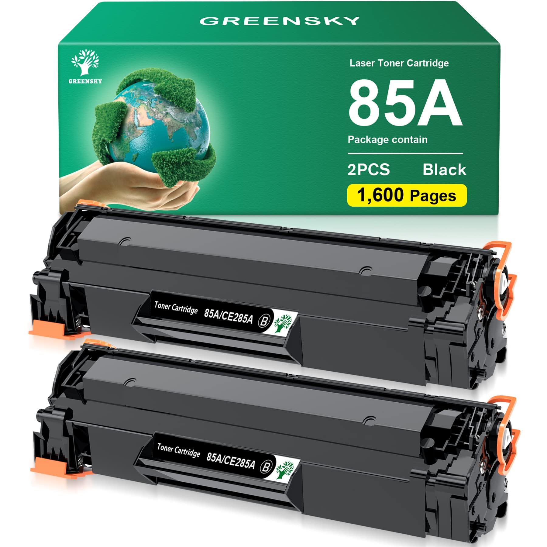 GREENSKY CE285A Compatible Toner Cartridge Replacement for HP 85A CE285A for HP Laserjet Pro P1102W P1102 M1132MFP M1217NFW M1212NF M1132 P1100 P1106 M1136 M1210 M1212 M1213NF(2 Black)