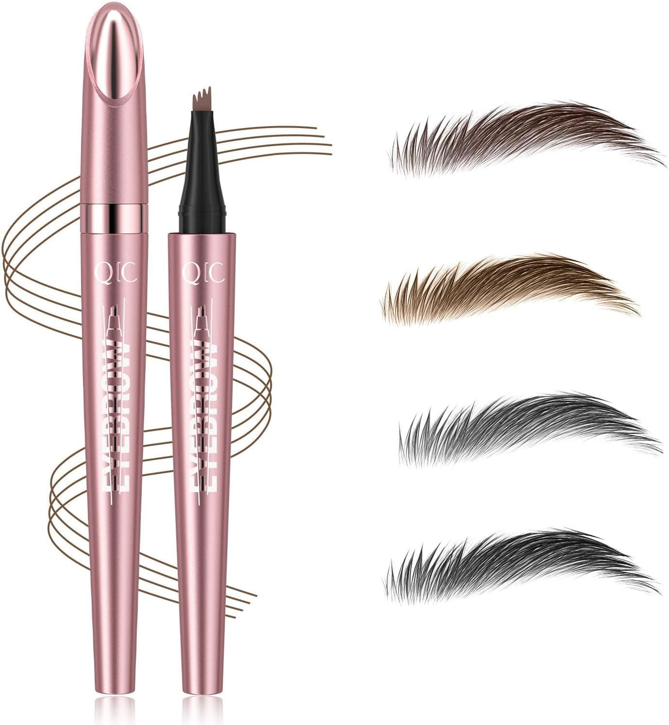 Eyebrow Pencil, Microblading Eyebrow Pen with 4 Fork Tip, 3D Waterproof Brow Pencil for Natural Eyeliner Makeup, Precise, Shapes, Long-Lasting(Grey)