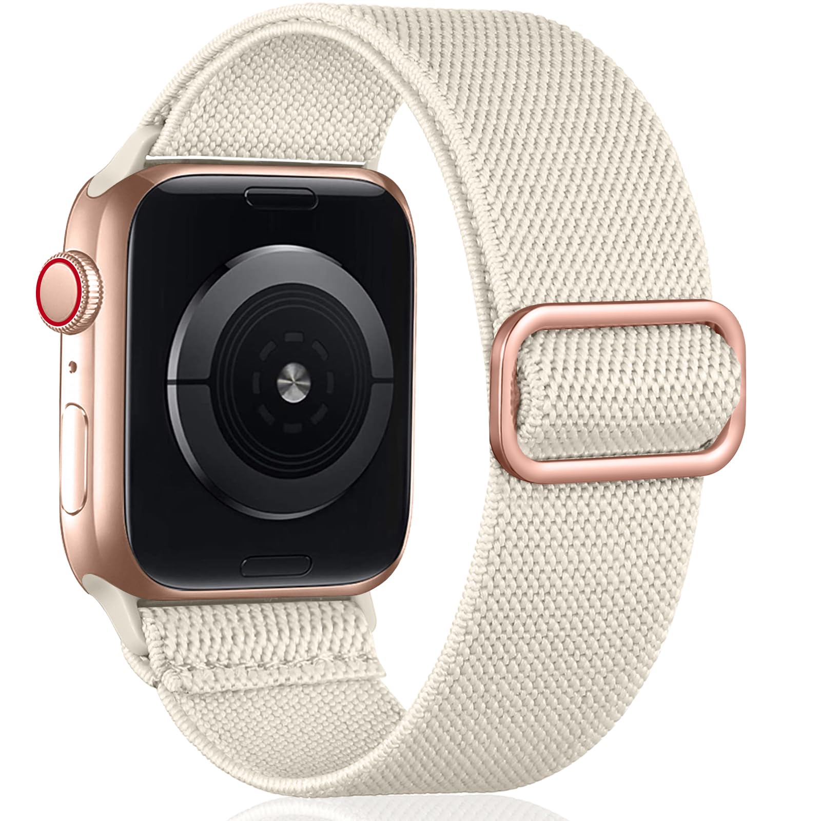 Oielai Solo Loop Straps Compatible with Apple Watch Strap 38mm 40mm 41mm 42mm, Adjustable Stretch Nylon Sport Replacement Band for iWatch Series 11 10 9 8 7 6 5 4 3 2 1 SE, StarLight — image 1