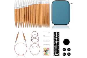 SLPLIRS Circular Knitting Needles Set, 11 Sizes Bamboo Interchangeable Circular Knitting Needles Set with Case & Accessories, 4" (10cm) | (3.5mm to 10mm) (Bamboo)