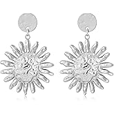 GREICHFAN Gold/Silver Sun Dangle Earrings for Women Trendy Round Earrings Statement Earrings Vintage Boho Earrings