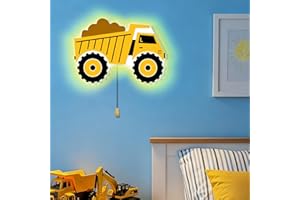 Aurelema Construction Themed Night Light Wall Lamp Sleeping Nursery Lighting Cute Floating Battery Operated Hanging Lamp for Baby Boys Girls Bedroom Room Nursery Wall Decorations