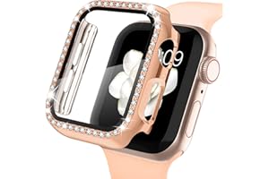 Recoppa Compatible for Apple Watch Case with Screen Protector 41mm Series 7, Bling Crystal Diamond Rhinestone Ultra-Thin Bumper Full Cover Protective Case for Women Girls iWatch Rosegold