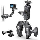 ULANZI Super Clamp Camera Clamp Mount Monitor 360&deg; Ballhead Magic Arm Double Ball Head Adapter with 1/4"-20 &amp; 3/8"-16 Thread for Canon Nikon DSLR Camera/Gopro/LED Lights/Ronin-M/Ronin MX/Freefly MOVI