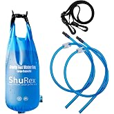 ShuRex 12L/3-Gal Gravity-Fed Water Bag with 2 Outlet Pipes | for Sawyer Water Filtration System Survival Water Filter Straw and for LifeStraw &amp; Other Water Filter Straw, BPA-Free