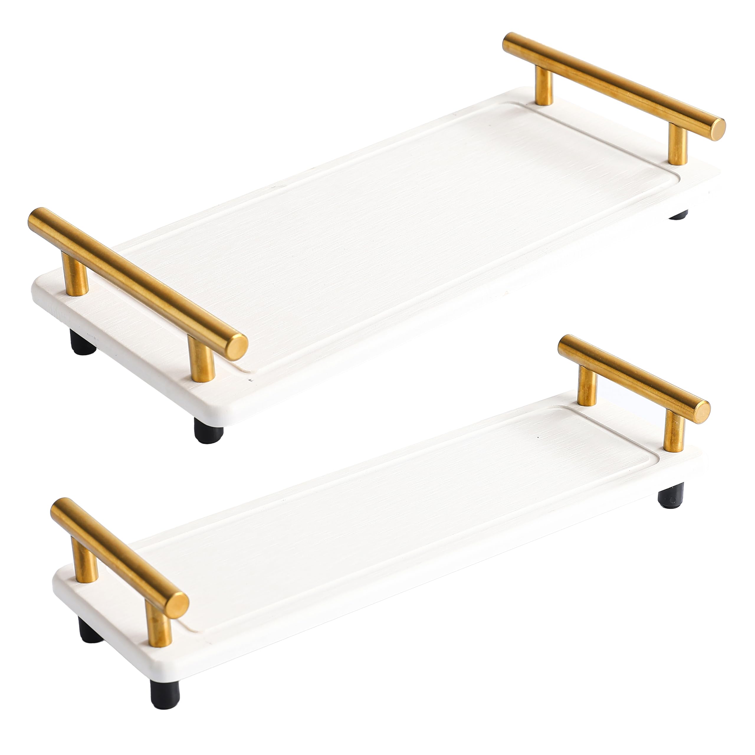 Photo 1 of 2Pcs Instant Dry Sink Tray, Water Absorbing Stone Caddy, Stone Drying Tray with Metal Handle, Kitchen Sink Organizer, Fast Drying Diatomite (White & Gold Handle, Large & Small)