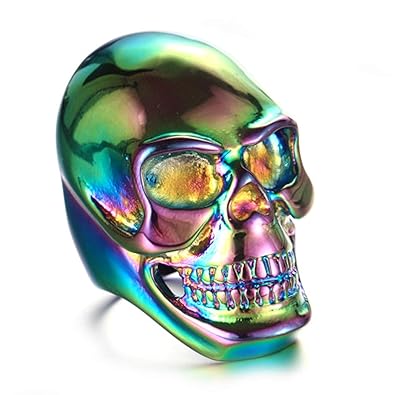 Daesar Männer Ringe Silber 925 Totenkopf Schädel Gothic Freundschaftsringe Silber/Schwarz/Gold/Bunten