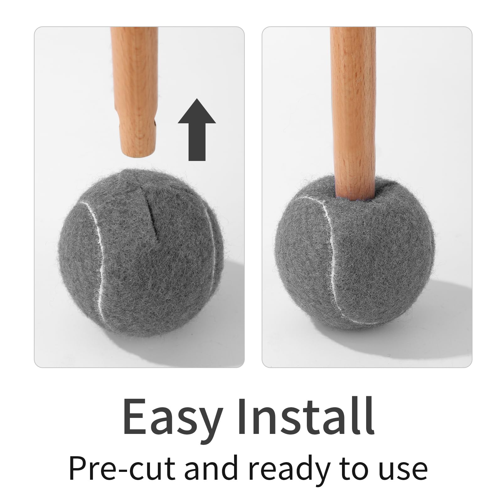 PreCut Walker Tennis Ball Glides 6PCS Walkers Legs Universal Precut Glide Balls | Heavy Duty Long Lasting Felt Pad Glide Coverings (Grey)