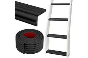 Amerbro Bunk Bed Ladder Pads - PVC Soft Corner Protectors with Strong Adhesive Bunk Bed Ladder Cover for Stair Steps Foot Comfort 6.6 ft (2M) - Black