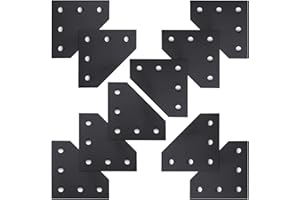 VICHSAMWY 10pcs Black 2020 Series Corner Bracket Plate 5 Hole L Shape Joint Plates for Slot 6mm 20S Aluminum Rail Accessories (10PCS L Shape Without Screws and Nuts)