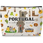Portugal Vacation Travel Lover Gift Makeup Bag for Women Portugal City Themed Gift for Friends Sister Mom Cosmetic Bag Trip Souvenir for Coworkers Christmas Birthday Presents Zipper Travel Pouch