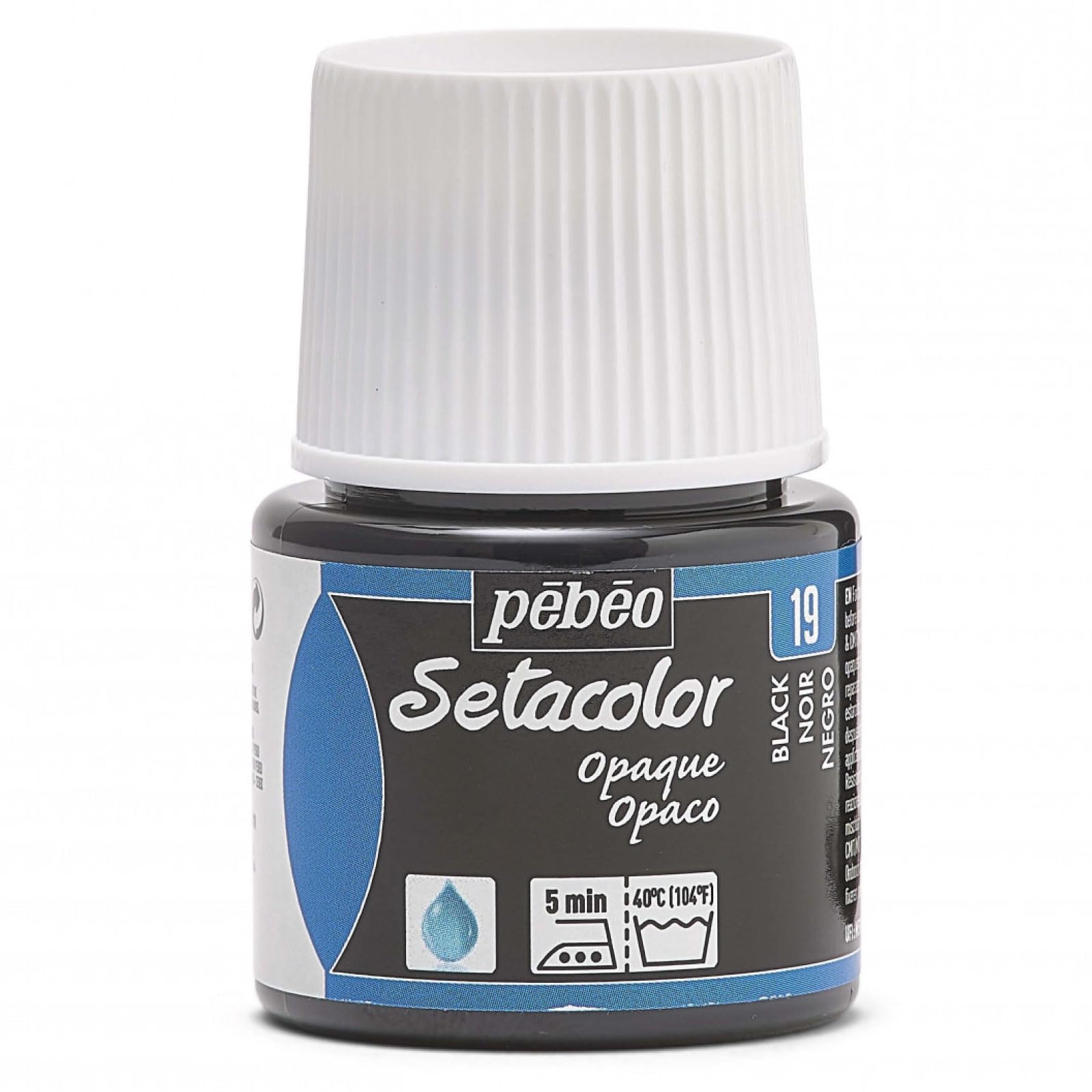 PEBEO 295-019 Setacolor Opaque Fabric Paint Bottle, Black Lake, 45-Milliliter
