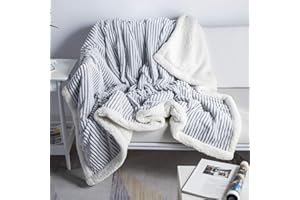 DISSA Sherpa Blanket Fleece Blanket – 60x80, Grey & White – Soft, Plush, Fluffy, Fuzzy, Warm, Cozy, Thick – Perfect for Couch, Bed, Sofa, Chair - Reversible Blanket Blanket Twin Size Blanket
