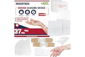 Emergency Wound Closure Strips - HSA or FSA Eligible - Mountree 4 Types Easy to Use Laceration Closure Kit - Stitchless & Painless Sutures Butterfly Bandaids