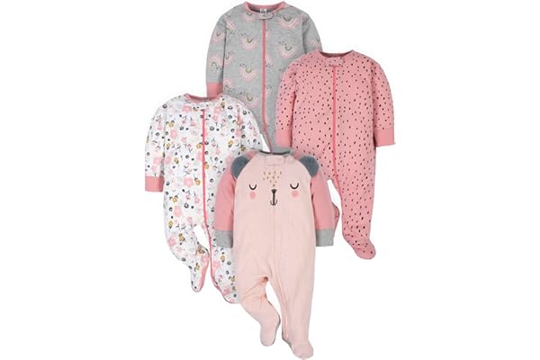Gerber Baby Girls 4-Pack Sleep 'N Play Footie
