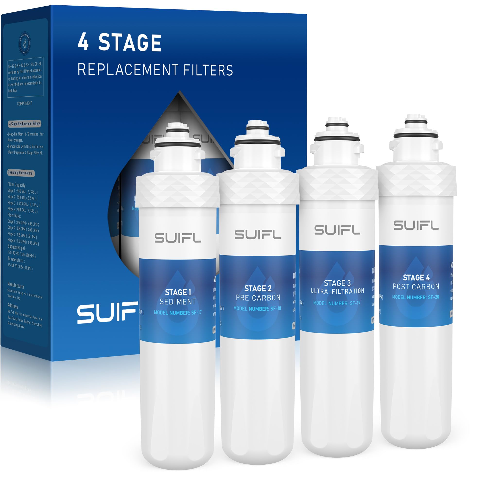 Photo 1 of Suifl UVF4 4 Stage Cooler Filter Replacement Kit, Compatible with Brio UVF4 Models, MIB400PKUF, Brio CLPOU520UVF4, CLPOU320WUVF4, CLCTPOU720UVF4, CLPOU520UVF4BLK