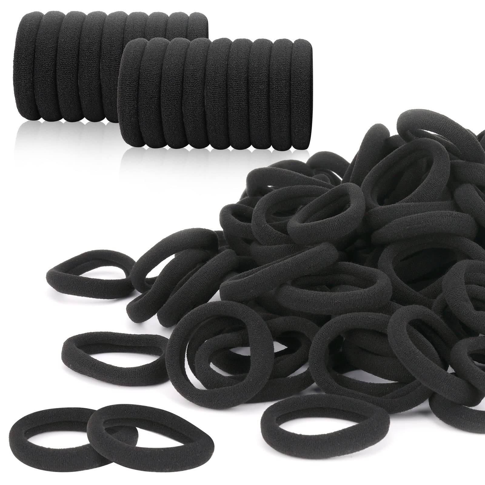 Photo 1 of Ansnbo 120PCS Black Hair Ties for Women, Seamless Soft Hair Bands Ponytail Holder, Elastics Hair Tie for Thick Thin Hair, No Damage Hairties Hair Accessories