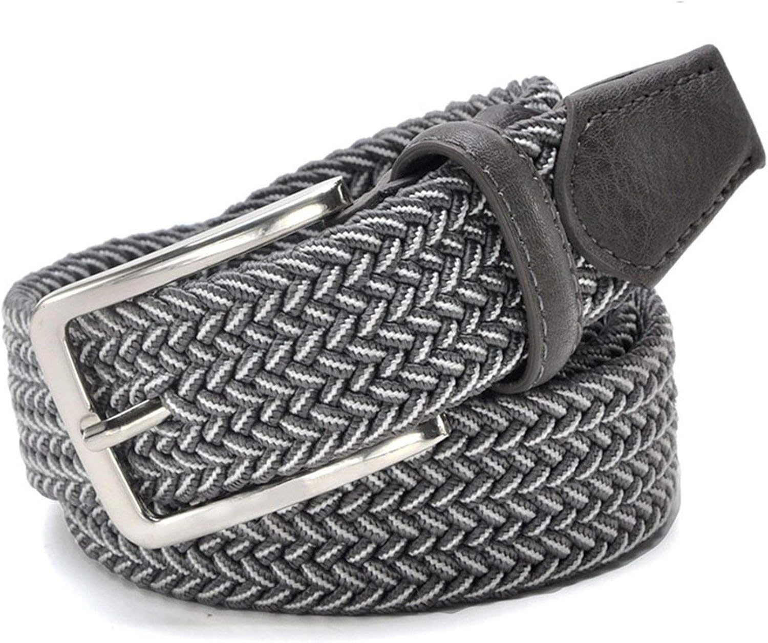 High-end Christmas gifts Men Elastic Stretch Waist Belt Canvas Stretch Braided Elastic Woven Leather Belt
