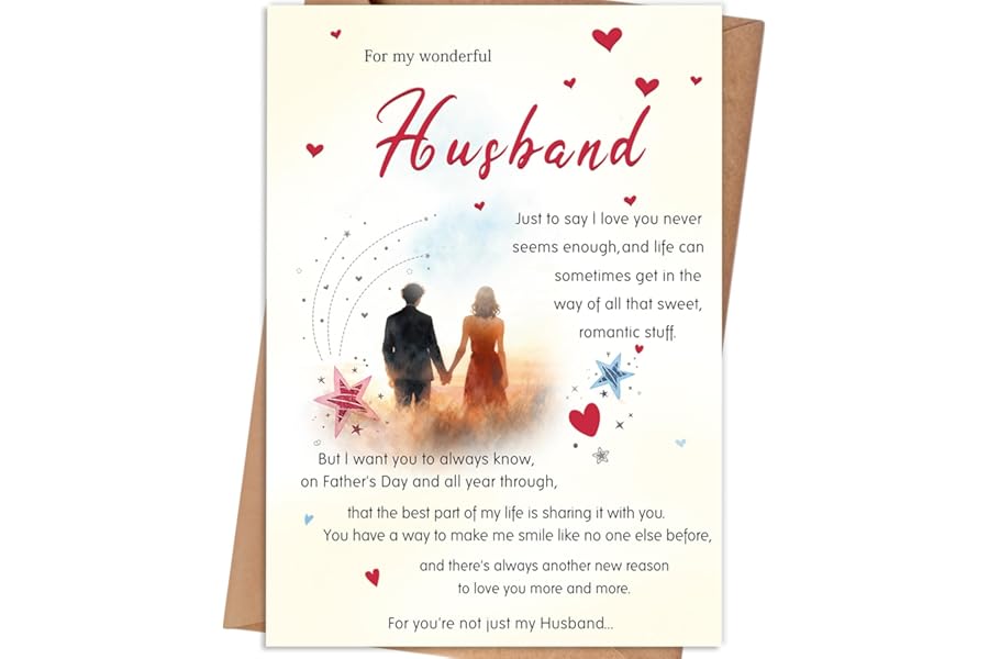 gerdiny Fathers Day Card for Husband, Father's Day Card Gifts for Husband from Wife, Fathers Day Card Gifts for Hubby from Wife, Fathers Day Decorations