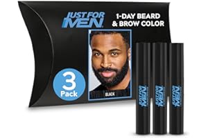 Just for Men 1-Day Beard & Brow Color, Temporary Color for Beard and Eyebrows, For a Fuller, Well-Defined Look, Up to 30 Applications, Black, Ships in Eco-Friendly Packaging (Pack of 3)