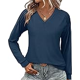 Syellowafter Womens Sweatshirt V Neck Pleated Long Sleeve Shirts Casual Lightweight Tunic Tops Loose Fit Pullover