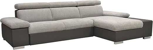 Alinéa Orca Canapé Dangle Droit Bi Matière Gris Gris 2820