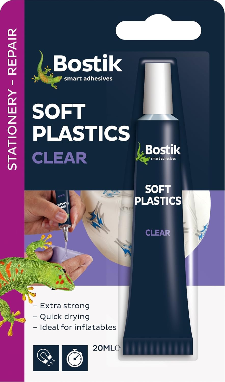 12 Packs of Bostik Soft Plastics Adhesive Glue 20ml Clear Extra Strong
